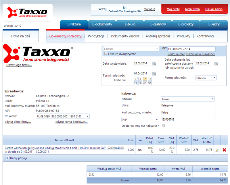 Taxxo e-faktura - wygodne fakturowanie online dla spółek i automatyczne księgowanie faktur w 35 systemach księgowych!