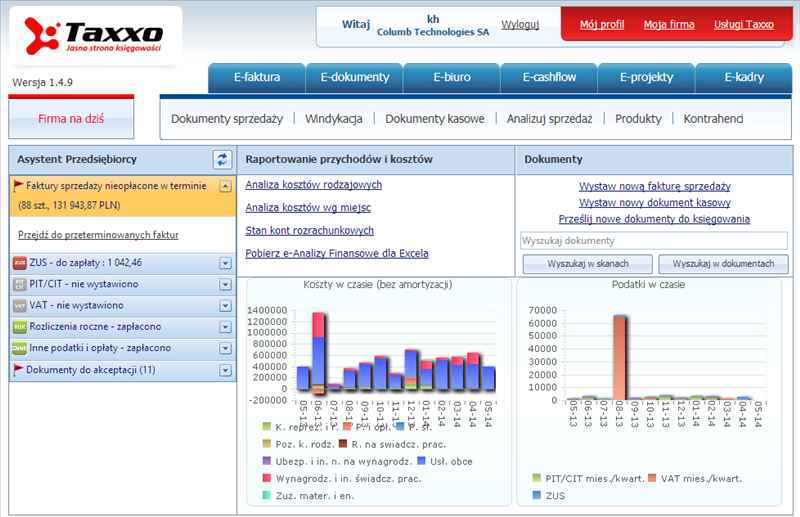 Taxxo e-biuro rachunkowe - dostęp do danych i raportów online